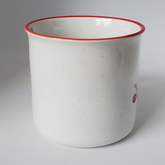Christmas Cat Mug White Speckle Red Trim Large Ceramic Holidy Mug Prima Design - Picture 3 of 9